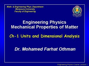 Math Engineering Phys Department Mansoura University Faculty of