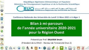 Confrence Nationale des Universits du Lundi 15 Mars