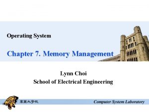 Operating System Chapter 7 Memory Management Lynn Choi