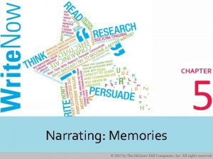 5 Narrating Memories Learning Outcomes Identify real world