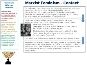 Marxist and Difference Feminism Success Criteria Give a