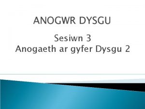 ANOGWR DYSGU Sesiwn 3 Anogaeth ar gyfer Dysgu