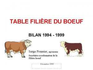 TABLE FILIRE DU BOEUF BILAN 1994 1999 Serge