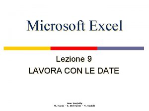 Microsoft Excel Lezione 9 LAVORA CON LE DATE