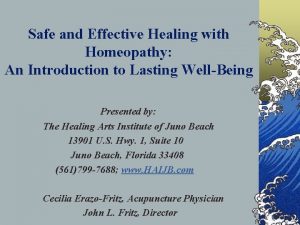 Safe and Effective Healing with Homeopathy An Introduction