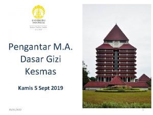 Pengantar M A Dasar Gizi Kesmas Kamis 5