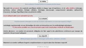 Le mtier De la cellule lanimal entier en