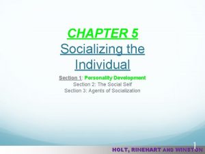 CHAPTER 5 Socializing the Individual Section 1 Personality