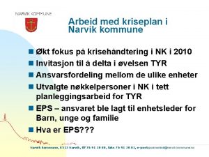 Arbeid med kriseplan i Narvik kommune n kt