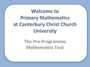 Welcome to Primary Mathematics at Canterbury Christ Church