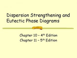 Dispersion Strengthening and Eutectic Phase Diagrams Chapter 10