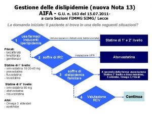 Gestione delle dislipidemie nuova Nota 13 AIFA G