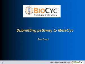 Submitting pathway to Meta Cyc Ron Caspi 1