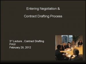Entering Negotiation Contract Drafting Process 3 rd Lecture
