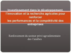 Investissement dans le dveloppement linnovation et la recherche