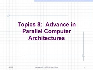 Topics 8 Advance in Parallel Computer Architectures 202215