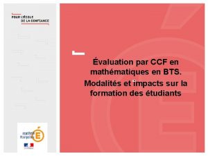 valuation par CCF en mathmatiques en BTS Modalits