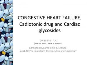 CONGESTIVE HEART FAILURE Cadiotonic drug and Cardiac glycosides