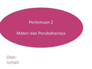 Pertemuan 2 Materi dan Perubahannya Oleh Ismiati Apa