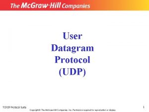 User Datagram Protocol UDP 1 TCPIP Protocol Suite