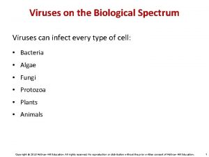Viruses on the Biological Spectrum Viruses can infect