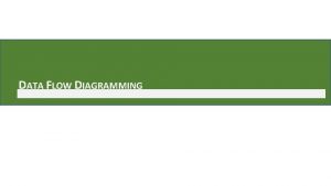 DATA FLOW DIAGRAMMING Data Flow Diagramming v Used