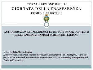 TERZA EDIZIONE DELLA GIORNATA DELLA TRASPARENZA COMUNE DI