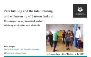 Peer tutoring and the tutor training at the