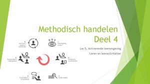 Methodisch handelen Deel 4 Les 5 Activerende leeromgeving