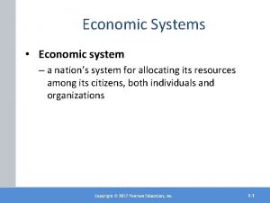Economic Systems Economic system a nations system for