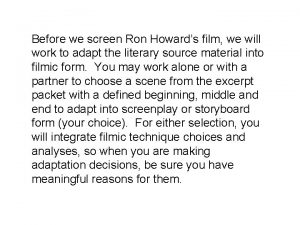 Before we screen Ron Howards film we will