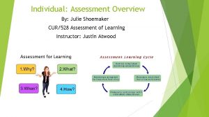 Individual Assessment Overview By Julie Shoemaker CUR528 Assessment