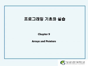 Chapter 9 Arrays and Pointers Contents OneDimensional Arrays Chapter 9 Arrays and Pointers Contents OneDimensional Arrays