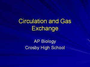 Circulation and Gas Exchange AP Biology Crosby High