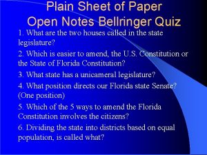 Plain Sheet of Paper Open Notes Bellringer Quiz