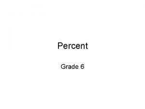 Percent Grade 6 Percents What does percent mean