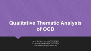 Qualitative Thematic Analysis of OCD Siobhn Woodcock N