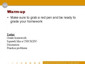 Warmup Make sure to grab a red pen