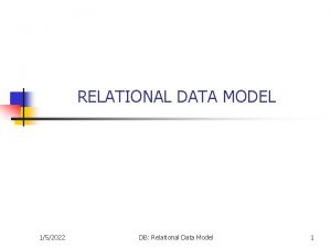 RELATIONAL DATA MODEL 152022 DB Relational Data Model