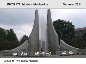 PHYS 172 Modern Mechanics Lecture 11 The Energy