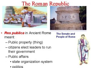 The Roman Republic Res publica in Ancient Rome