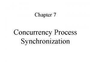 Chapter 7 Concurrency Process Synchronization Process Synchronization Background