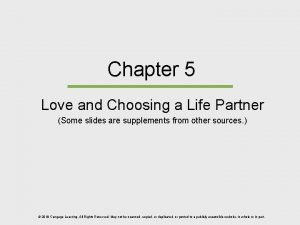 Chapter 5 Love and Choosing a Life Partner