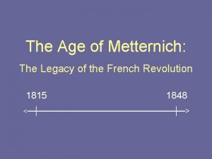 The Age of Metternich The Legacy of the