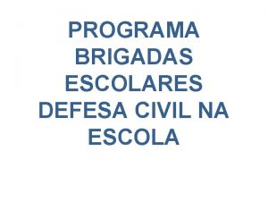 PROGRAMA BRIGADAS ESCOLARES DEFESA CIVIL NA ESCOLA INSTITUIES