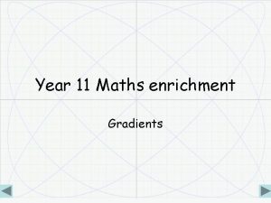 Year 11 Maths enrichment Gradients Contents This enrichment