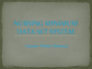 NURSING MINIMUM DATA SET SYSTEM Connie White Delaney