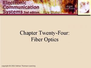Chapter TwentyFour Fiber Optics Introduction An optical fiber