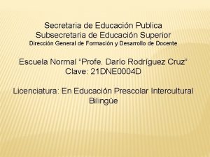 Secretaria de Educacin Publica Subsecretaria de Educacin Superior