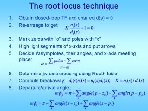 The root locus technique 1 2 Obtain closedloop